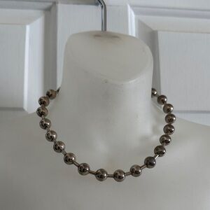 Women’s Stainless Steel Choker Short Beaded Necklace 18” Long